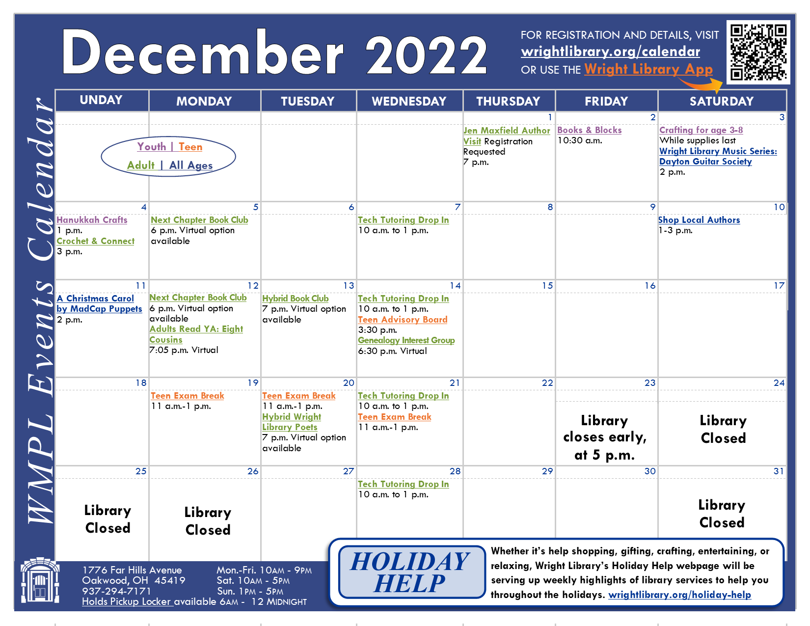 December Clickable Event Calendar
