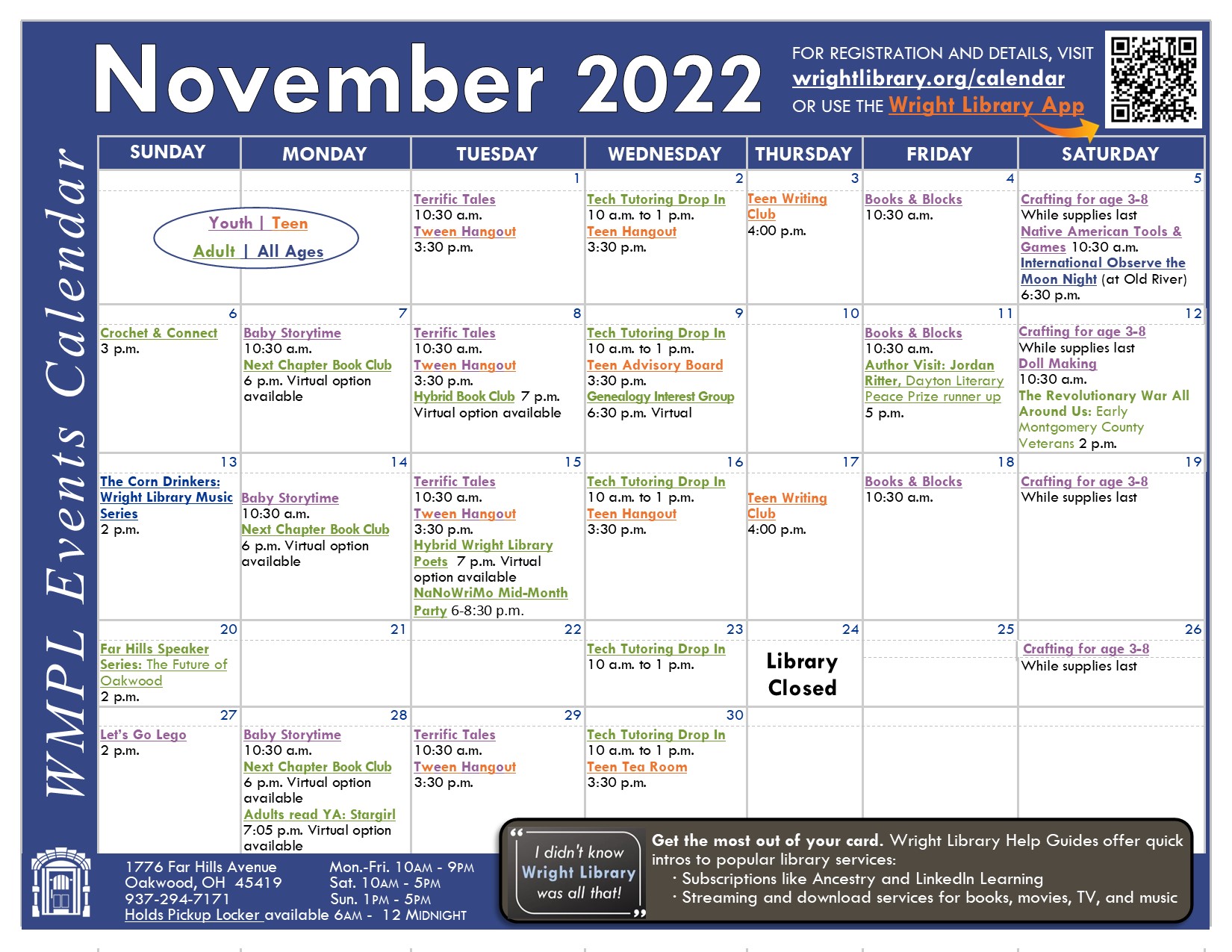 November library event calendar