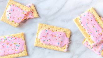 Scattered pop-tarts with frosting and sprinkles