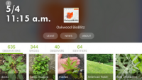 oakwood bioblitz project screenshot with date and time stamp